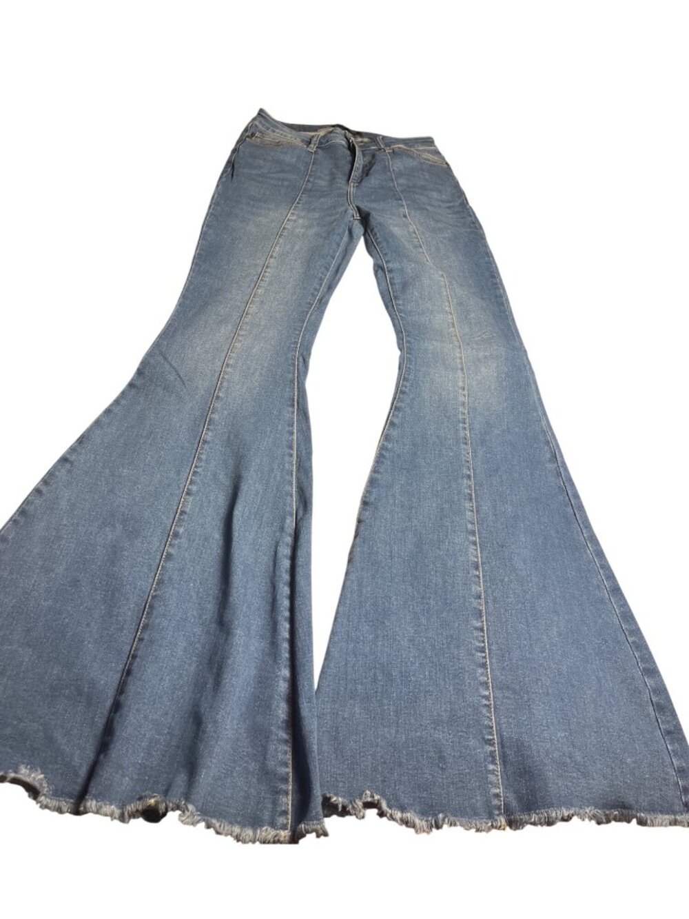 Judy Blue Womens Super Flare Denim Jeans Size 9/29 High Rise Frayed Hem Stretch